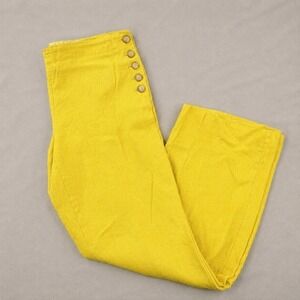 Cartonnier Yellow Sailor Flare Pants Womens 8 Wide Leg Retro Boho Y2K Linen